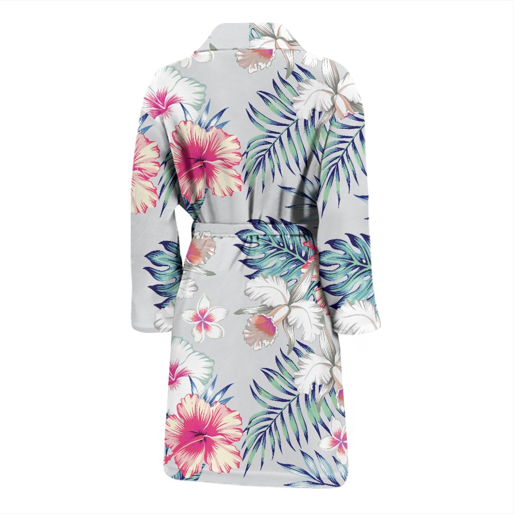 Hibiscus Print Men Bath Robe