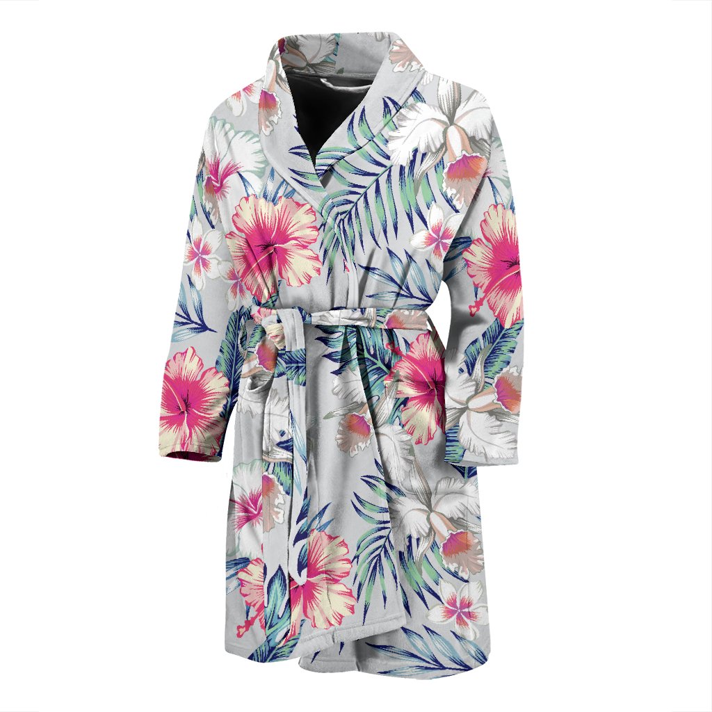 Hibiscus Print Men Bath Robe