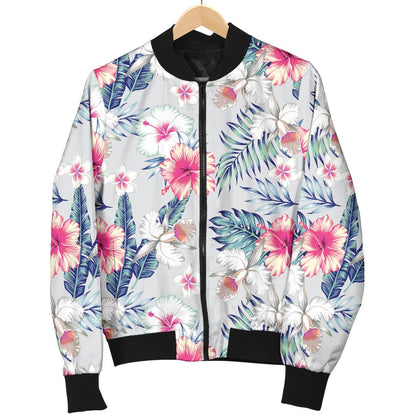 Hibiscus Print Men Casual Bomber Jacket