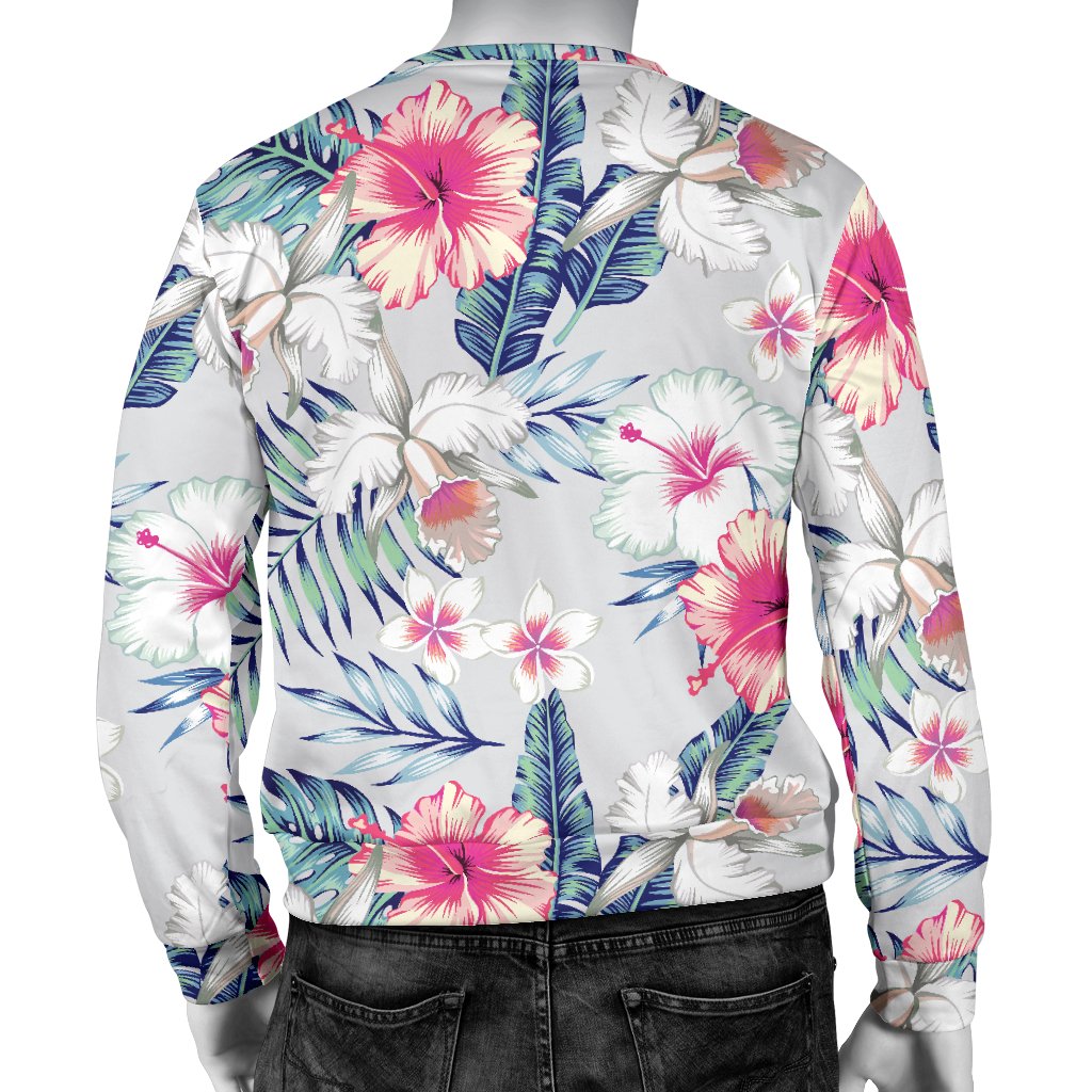 Hibiscus Print Men Crewneck Sweatshirt