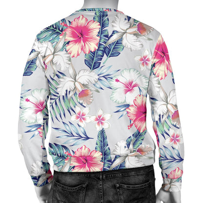 Hibiscus Print Men Crewneck Sweatshirt