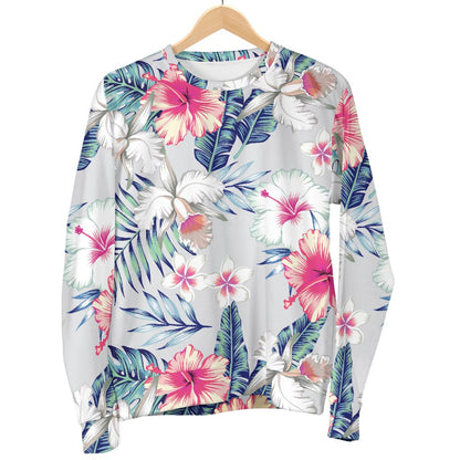 Hibiscus Print Men Crewneck Sweatshirt