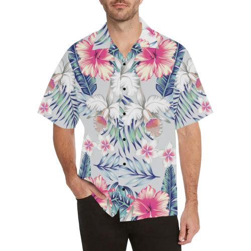 Hibiscus Print Men Hawaiian Shirt