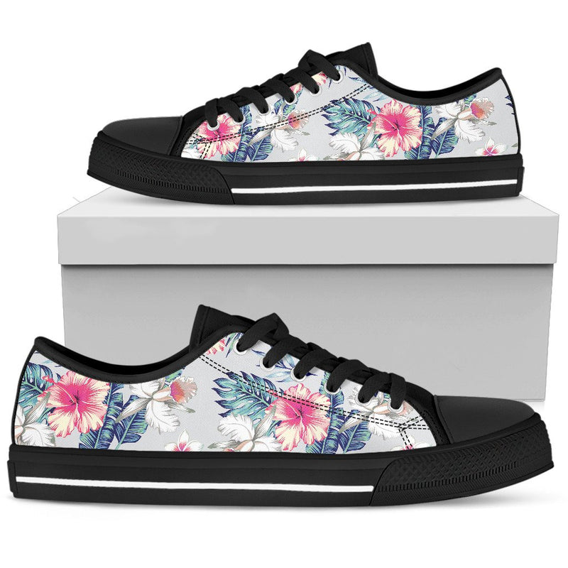 Hibiscus Print Men Low Top Shoes