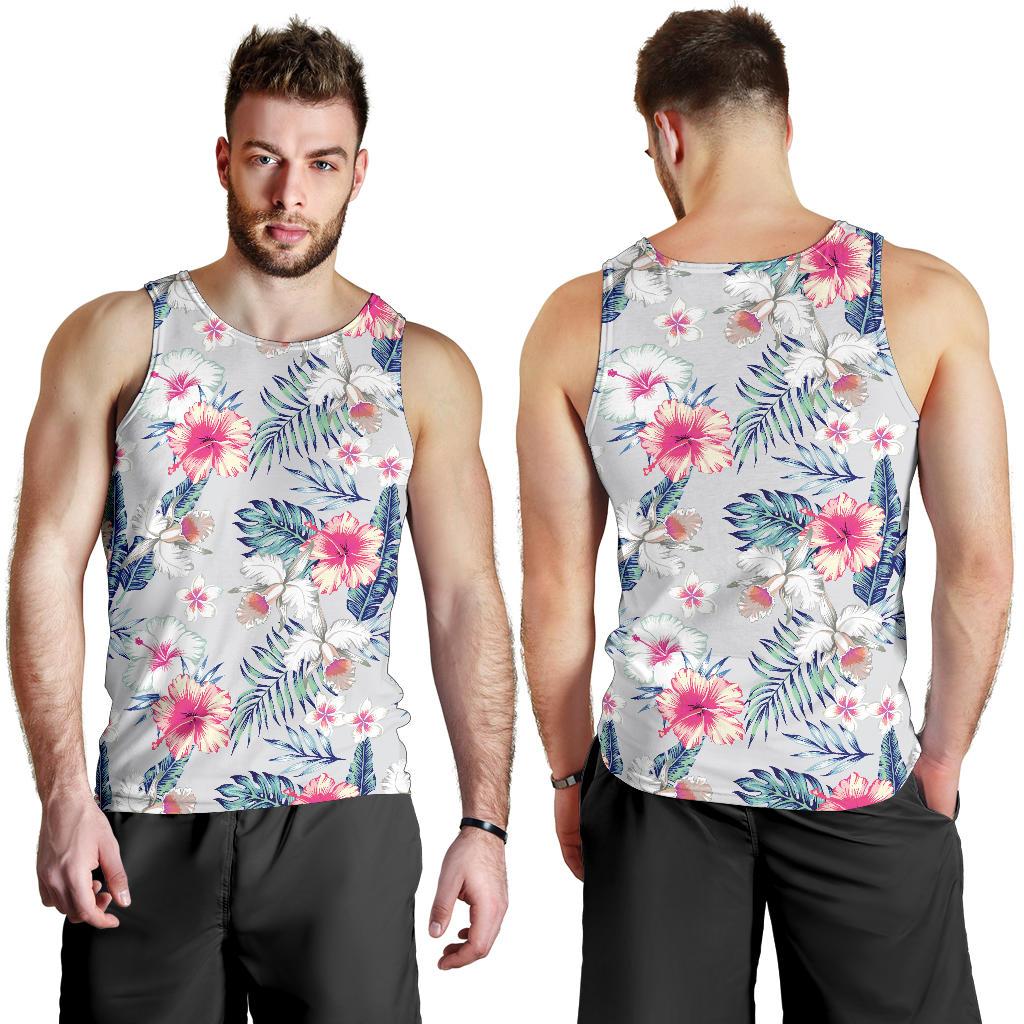 Hibiscus Print Men Tank Top