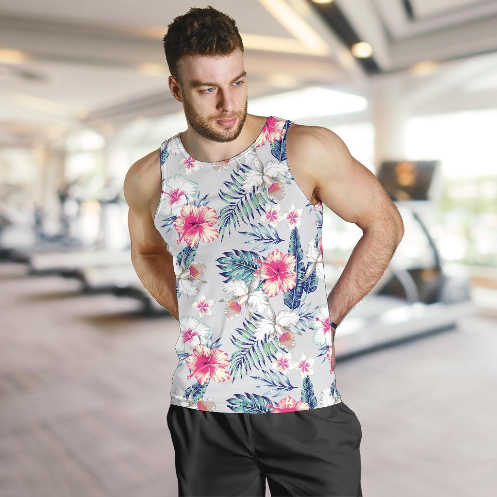 Hibiscus Print Men Tank Top