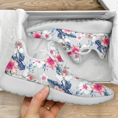 Hibiscus Print Mesh Knit Sneakers Shoes