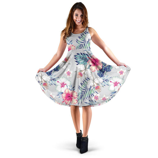 Hibiscus Print Sleeveless Mini Dress