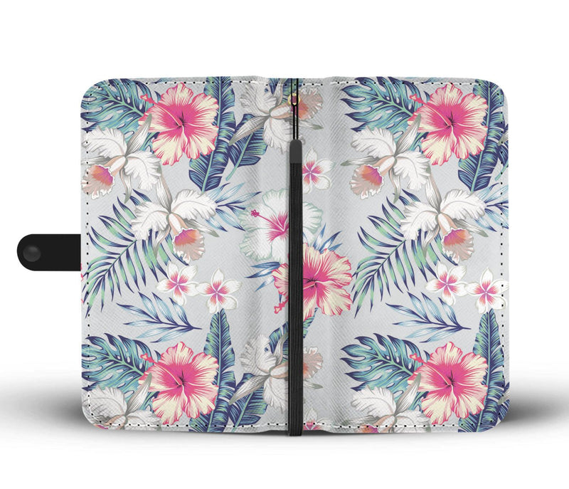 Hibiscus Print Wallet Phone Case