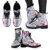 Hibiscus Print Women Leather Boots