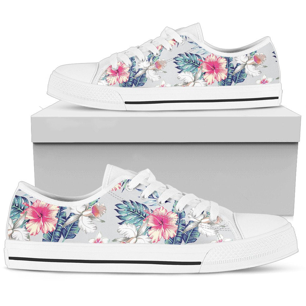 Hibiscus Print Women Low Top Shoes
