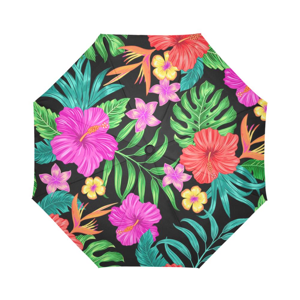 Hibiscus Red Hawaiian Flower Automatic Foldable Umbrella