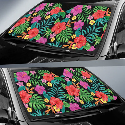 Hibiscus Red Hawaiian Flower Car Sun Shade-JorJune