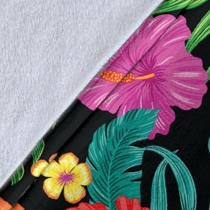 Hibiscus Red Hawaiian Flower Fleece Blanket