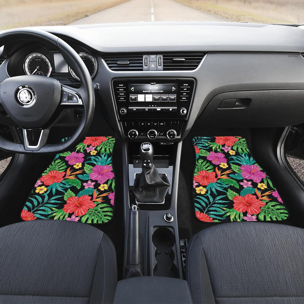Hibiscus Red Hawaiian Flower Front and Back Car Floor Mats