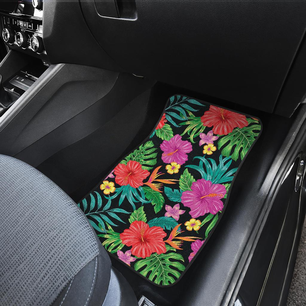 Hibiscus Red Hawaiian Flower Front and Back Car Floor Mats
