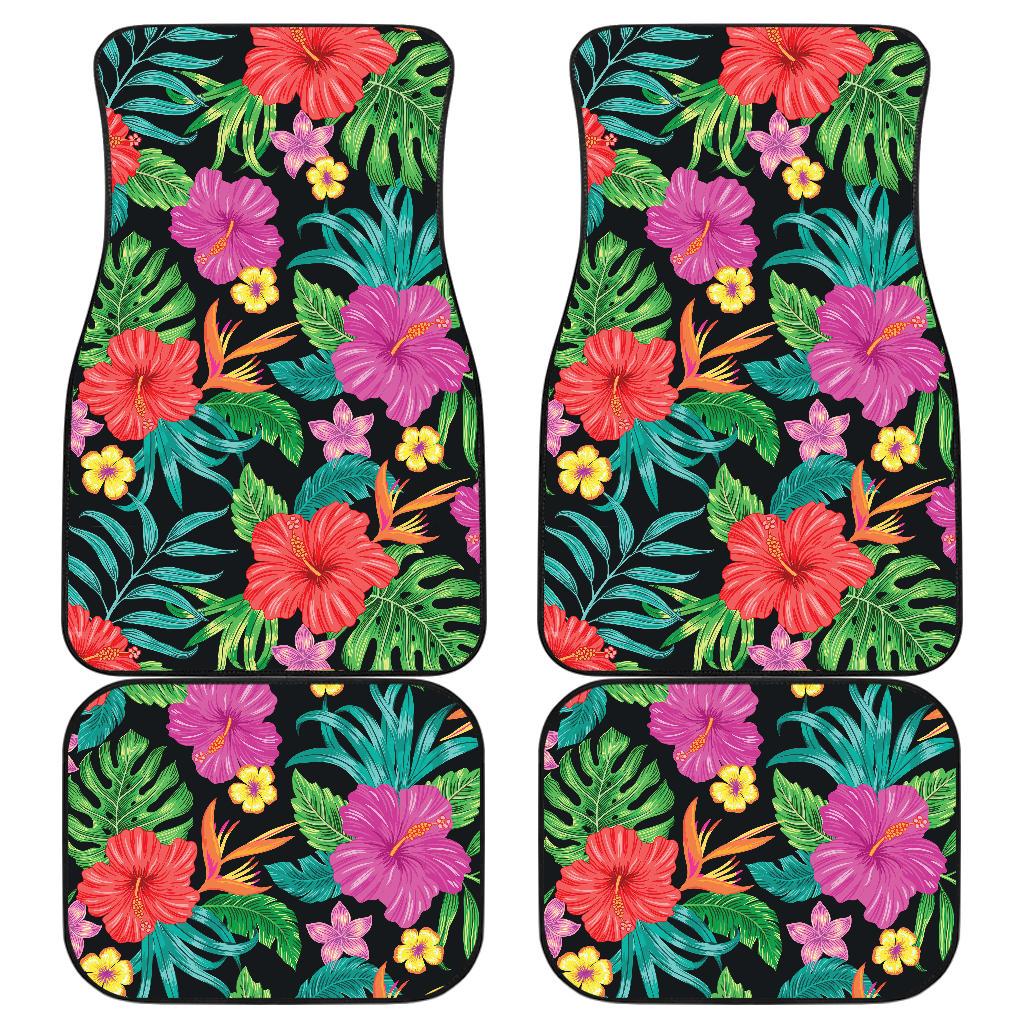 Hibiscus Red Hawaiian Flower Front and Back Car Floor Mats