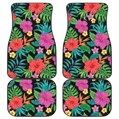 Hibiscus Red Hawaiian Flower Front and Back Car Floor Mats
