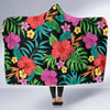 Hibiscus Red Hawaiian Flower Hooded Blanket-JORJUNE.COM