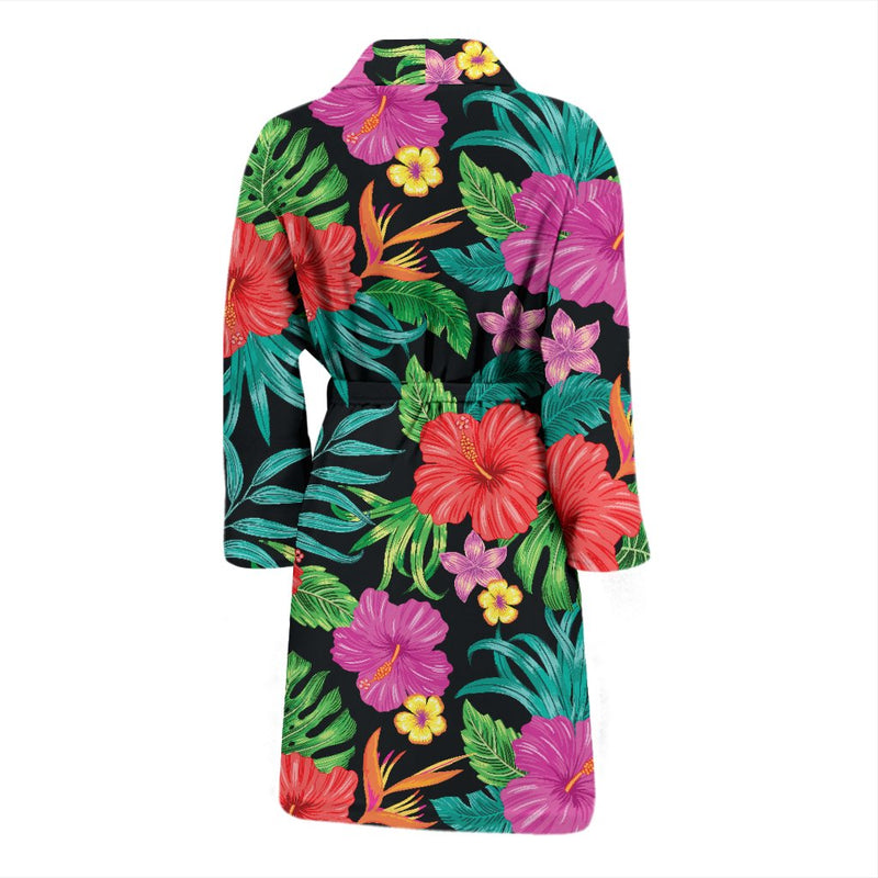 Hibiscus Red Hawaiian Flower Men Bath Robe