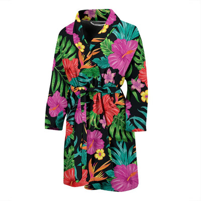 Hibiscus Red Hawaiian Flower Men Bath Robe