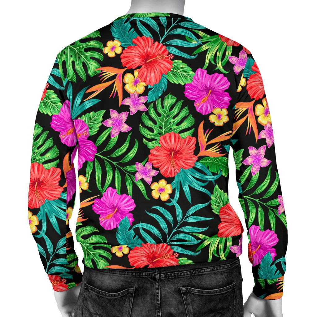 Hibiscus Red Hawaiian Flower Men Crewneck Sweatshirt