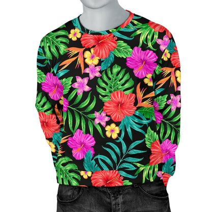 Hibiscus Red Hawaiian Flower Men Crewneck Sweatshirt