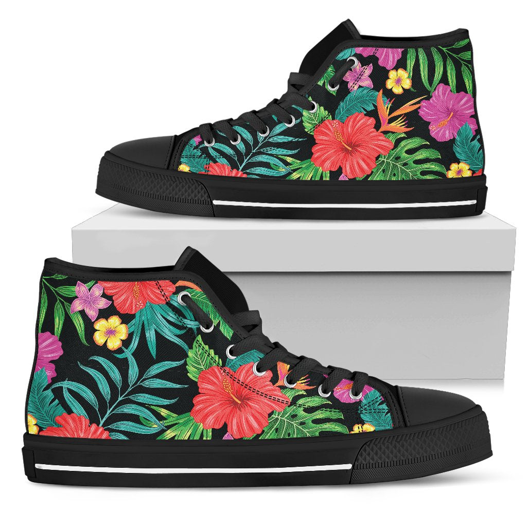 Hibiscus Red Hawaiian Flower Men High Top Shoes