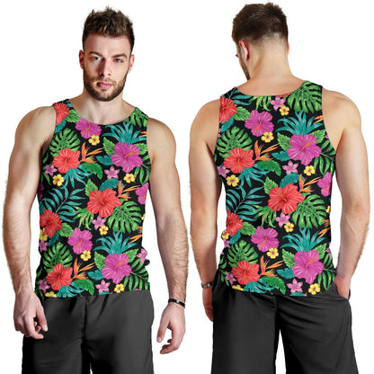 Hibiscus Red Hawaiian Flower Men Tank Top