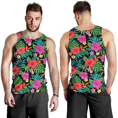 Hibiscus Red Hawaiian Flower Men Tank Top