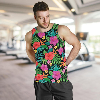 Hibiscus Red Hawaiian Flower Men Tank Top