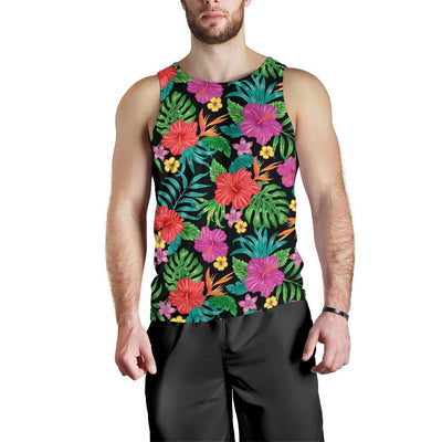 Hibiscus Red Hawaiian Flower Men Tank Top