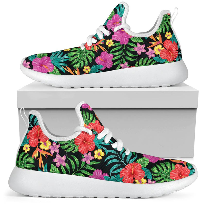 Hibiscus Red Hawaiian Flower Mesh Knit Sneakers Shoes