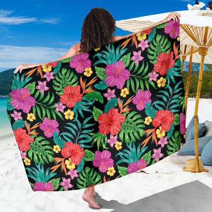 Hibiscus Red Hawaiian Flower Sarong Pareo Wrap