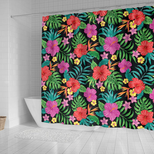 Hibiscus Red Hawaiian Flower Shower Curtain