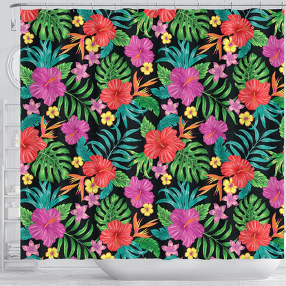 Hibiscus Red Hawaiian Flower Shower Curtain