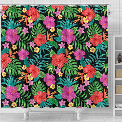 Hibiscus Red Hawaiian Flower Shower Curtain