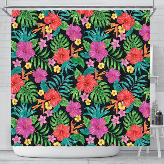 Hibiscus Red Hawaiian Flower Shower Curtain