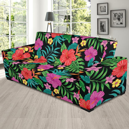 Hibiscus Red Hawaiian Flower Sofa Slipcover-JORJUNE.COM