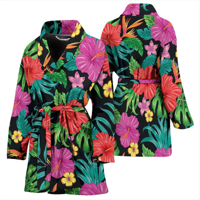 Hibiscus Red Hawaiian Flower Women Bath Robe