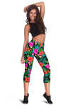 Hibiscus Red Hawaiian Flower Women Capris