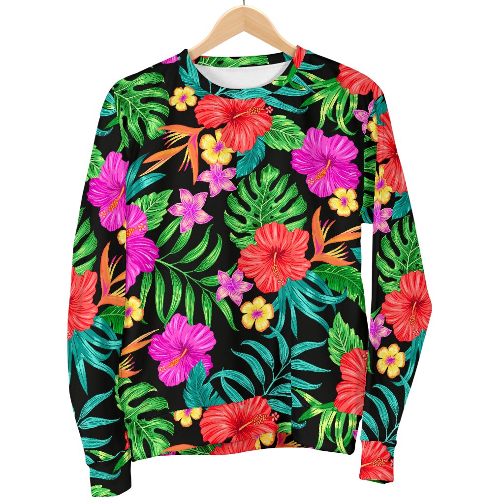 Hibiscus Red Hawaiian Flower Women Crewneck Sweatshirt