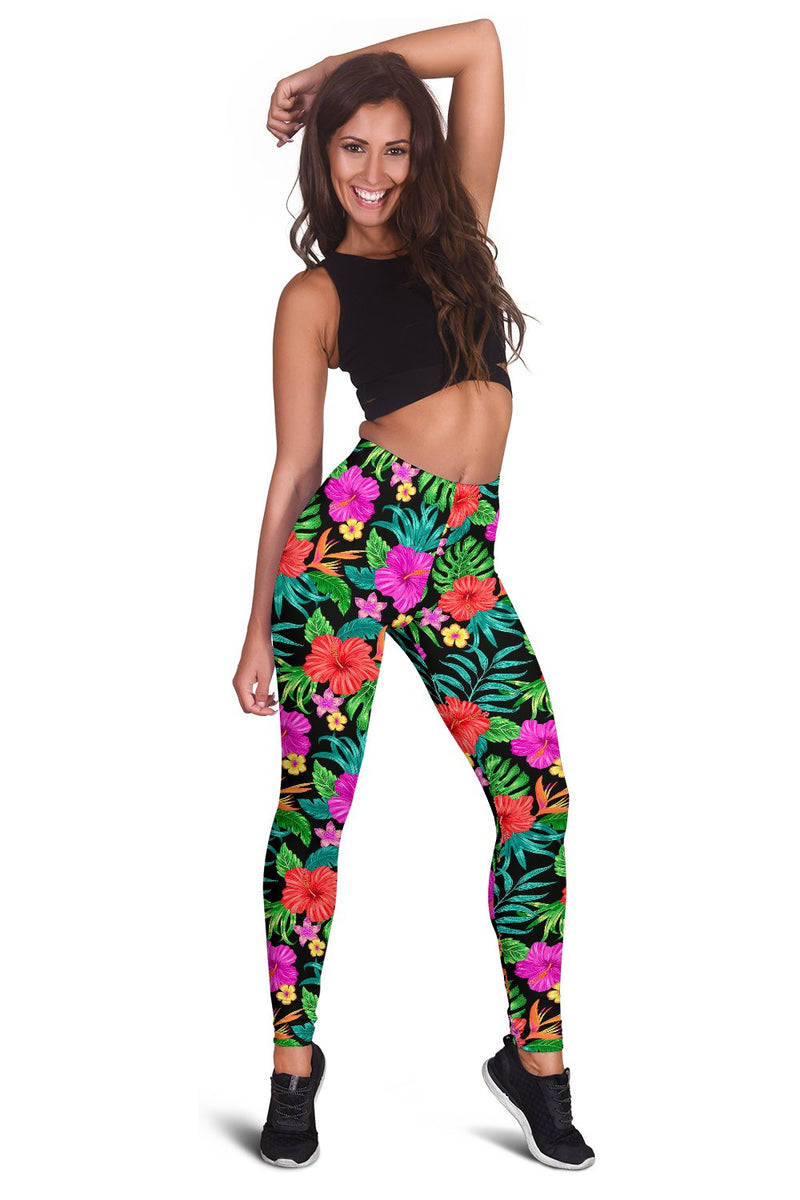 Hibiscus Red Hawaiian Flower Women Leggings