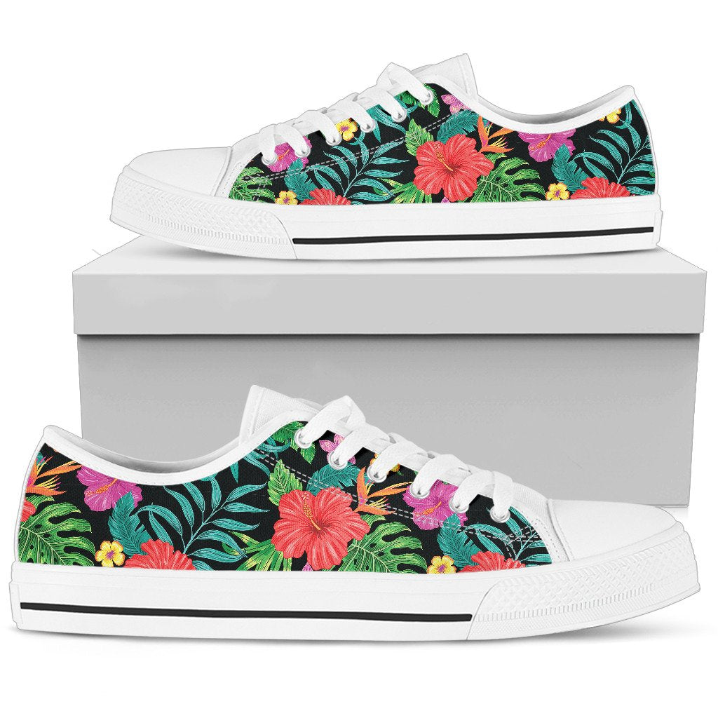 Hibiscus Red Hawaiian Flower Women Low Top Shoes