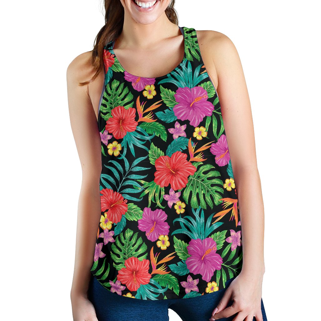 Hibiscus Red Hawaiian Flower Women Racerback Tank Top