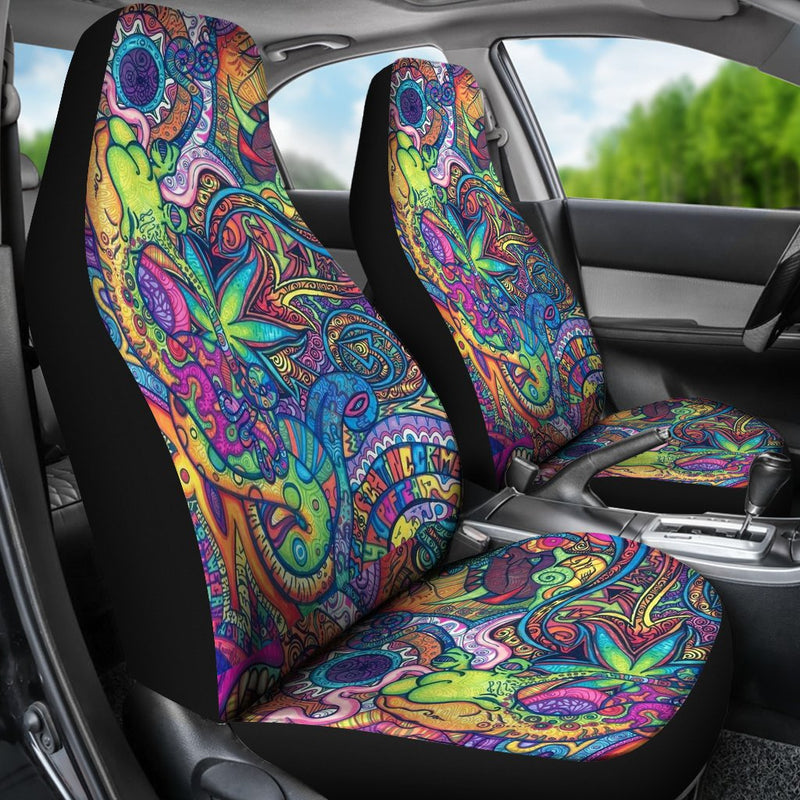 Hippie Dippie Design Themed Pattern Universal Fit Car Seat Covers