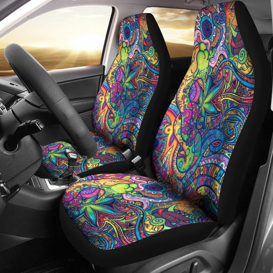 Hippie Dippie Design Themed Pattern Universal Fit Car Seat Covers