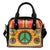 Hippie Van Mandala Leather Shoulder Handbag