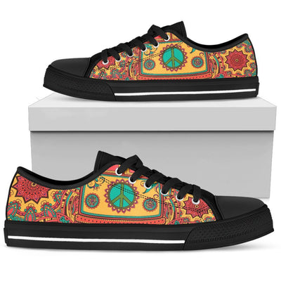 Hippie Van Mandala Women Low Top Canvas Shoes
