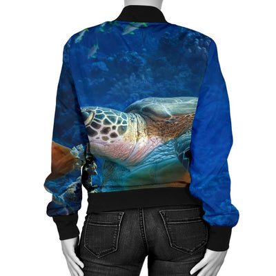 Honu Sea Turtle Women Casual Bomber Jacket